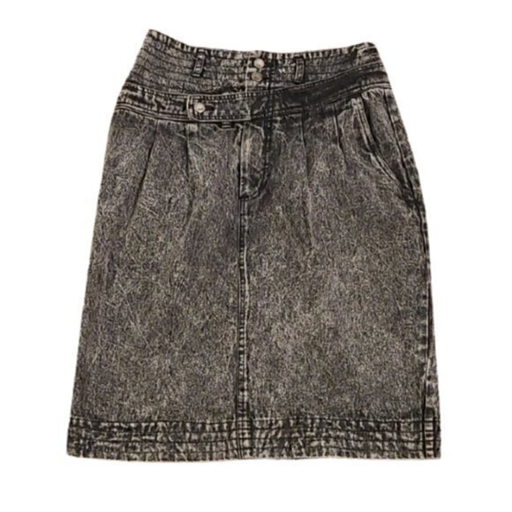 [Weathered Blues] Vintage Black Acid Wash Jean Pencil Skirt -Sz11/12